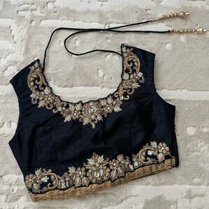 Elegant Black and Gold Embroidered Lehenga Choli